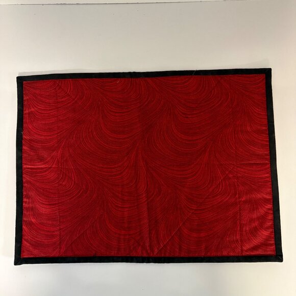 Coffee Themed Swirls Reversible Quilted Placemats Set Of 2 Red Black 16.75x12in - Picture 2 of 4